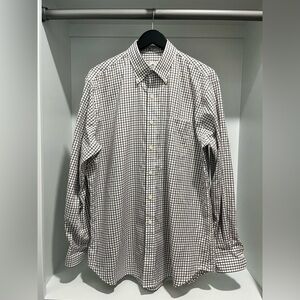 Peter Millar Nanoluxe Easycare black and brown check Button Down Shirt Large